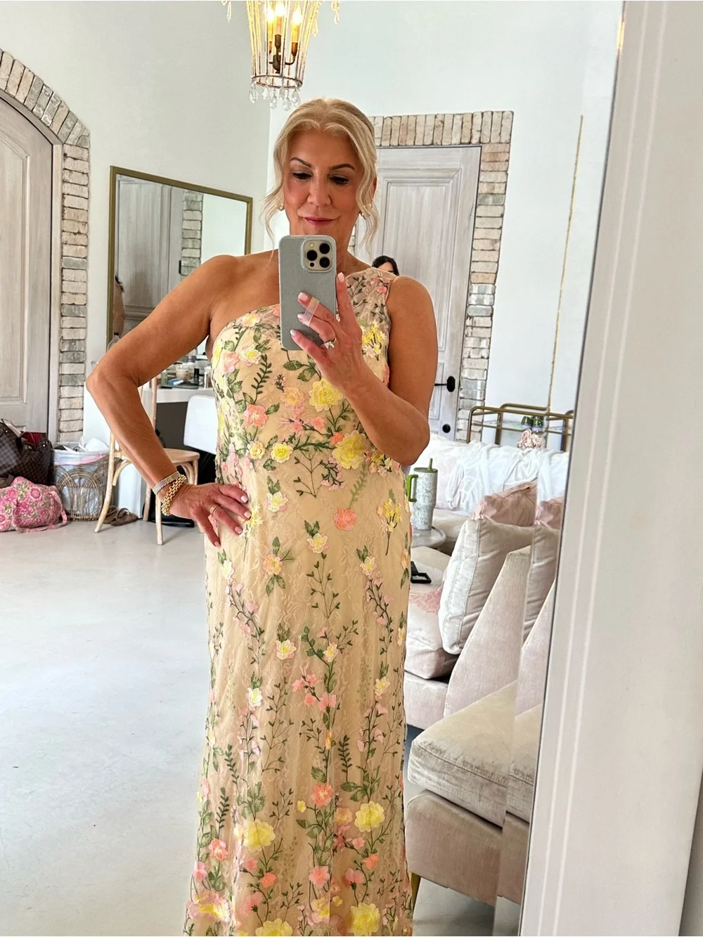 Mac Duggal One-Shoulder MOB Floral Embroidered Dress - Picture 1 of 3